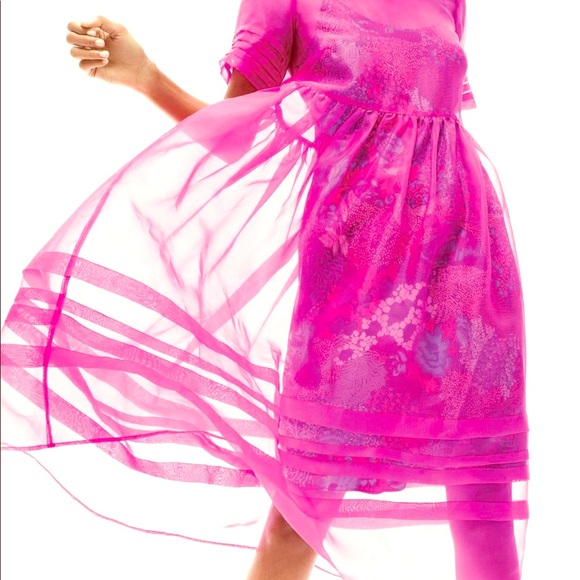 anthropologie pink organza dress
